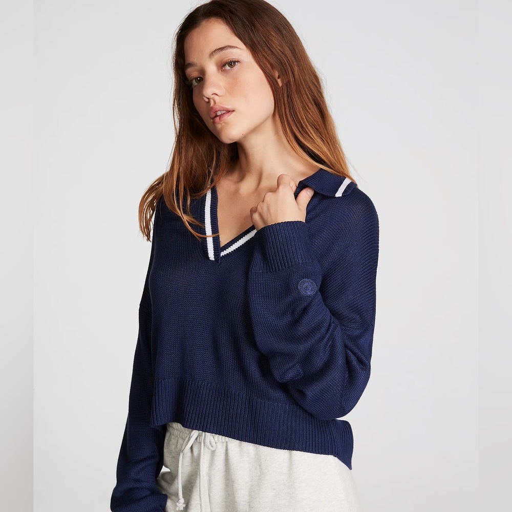 Victorias Secret Pink Cambridge Polo Preppy Collegiate Sweater